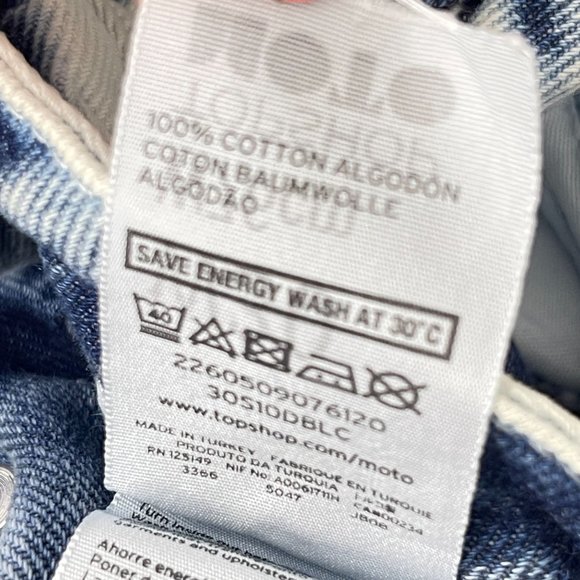 TOPSHOP Womens 30 Tall Stone Acid Wash Denim High Rise Button Fly Shorts Y2K - Picture 9 of 9